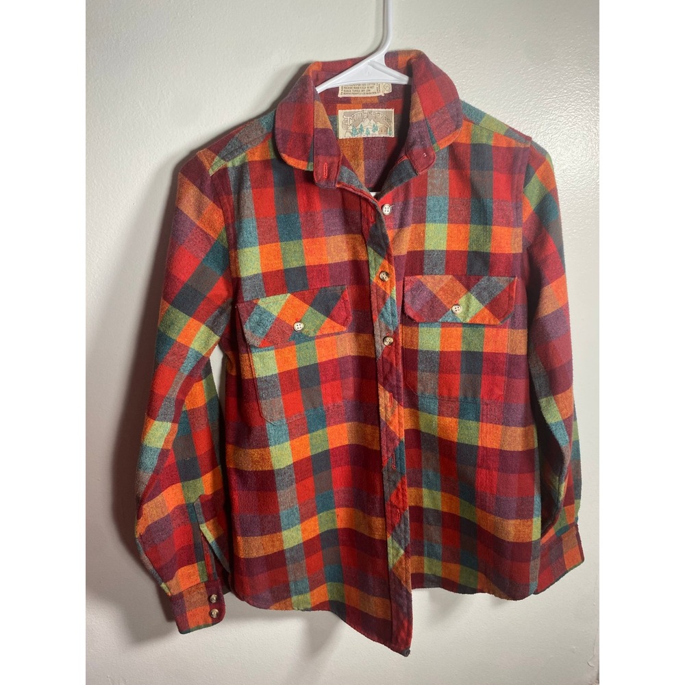 Timber Creek Wrangler Flannel Button Up S Multicolor Plaid Vintage Outdoor Shirt
